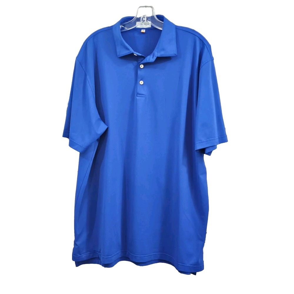 XL Peter Millar Summer Comfort Blue Short Sleeve Polo Shirt Tee T-Shirt Golf EUC